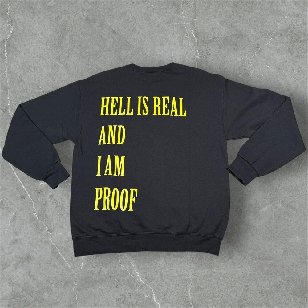Black Superrradical “Hell is Real and I am Proof” Satanic Pentagon Crewneck - M - Picture 5 of 8